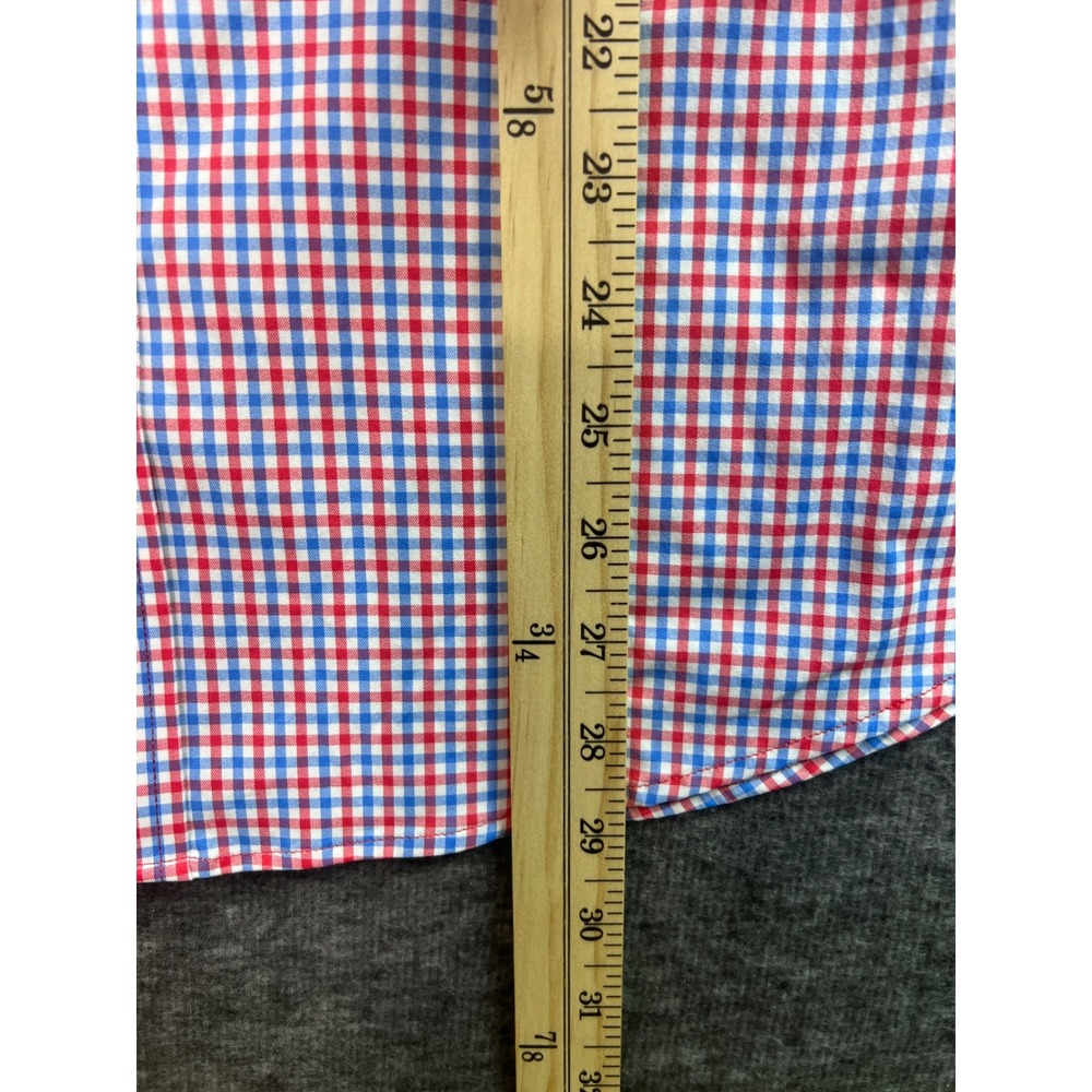 Southern Tide Intercoastal Mens Small Red Blue Gingham Stretch Button Down Shirt - Picture 9 of 12